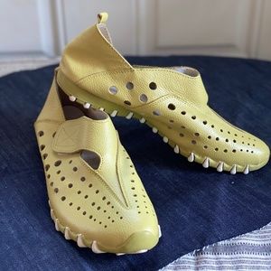 LitFoot Yellow Perforated Leather Flats